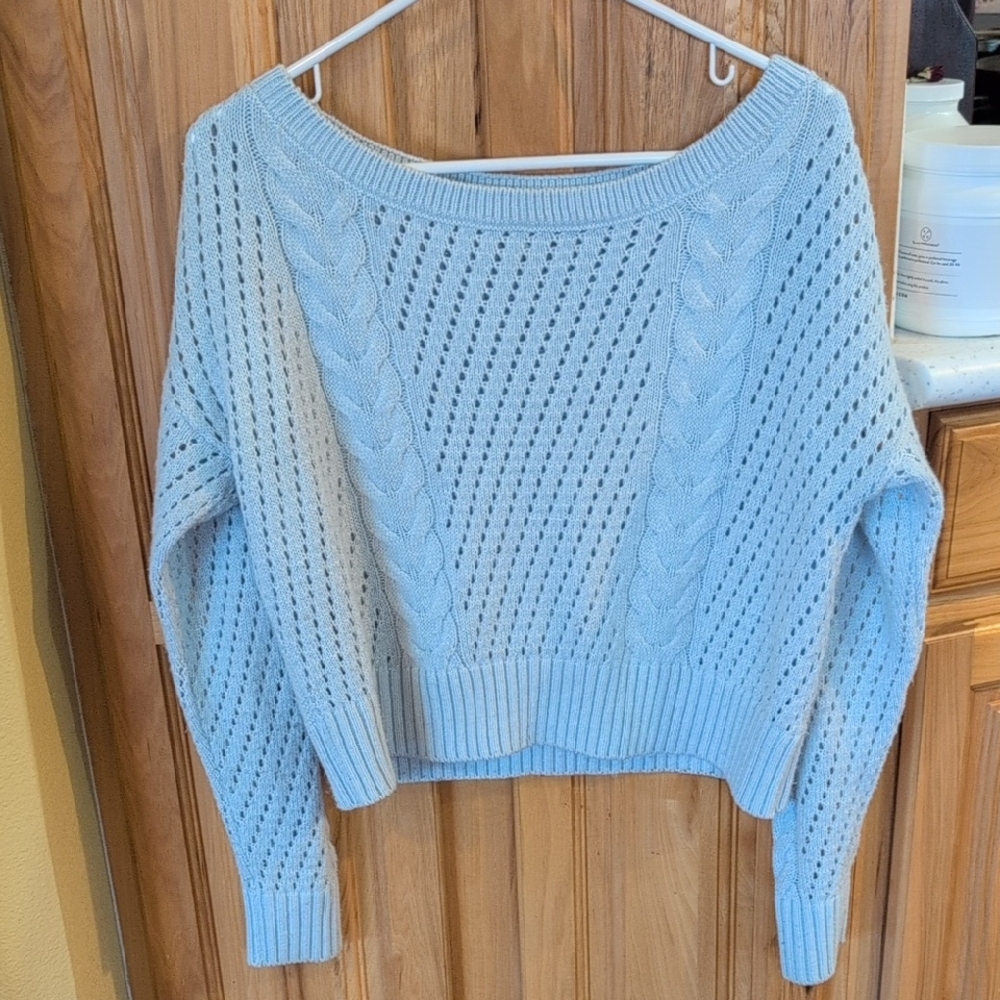 Garage Sky Blue Cable Knit Sweater Size XS